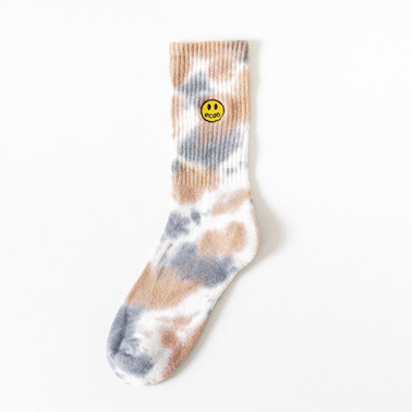 Tie Dye Crew SocksStreet Skateboarding Smile Sport Embroidery Tide Crew Socks Male Couple Socks